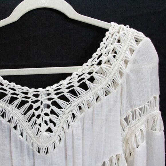 Paradise USA 70s Style Hippie Boho Gypsy Festival Long Crochet Vest Fringes M/L - Picture 3 of 9